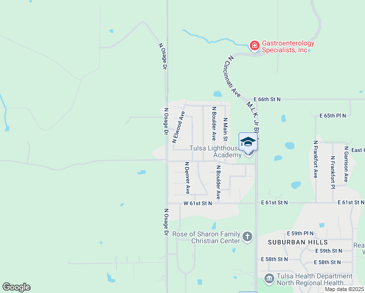 map of restaurants, bars, coffee shops, grocery stores, and more near 319 W 63rd Place North in Tulsa