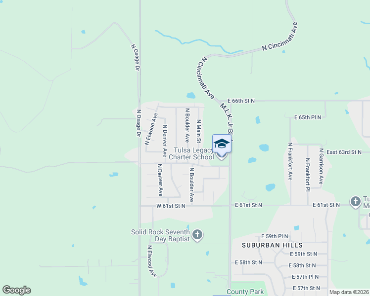 map of restaurants, bars, coffee shops, grocery stores, and more near 6321 North Boulder Avenue in Tulsa