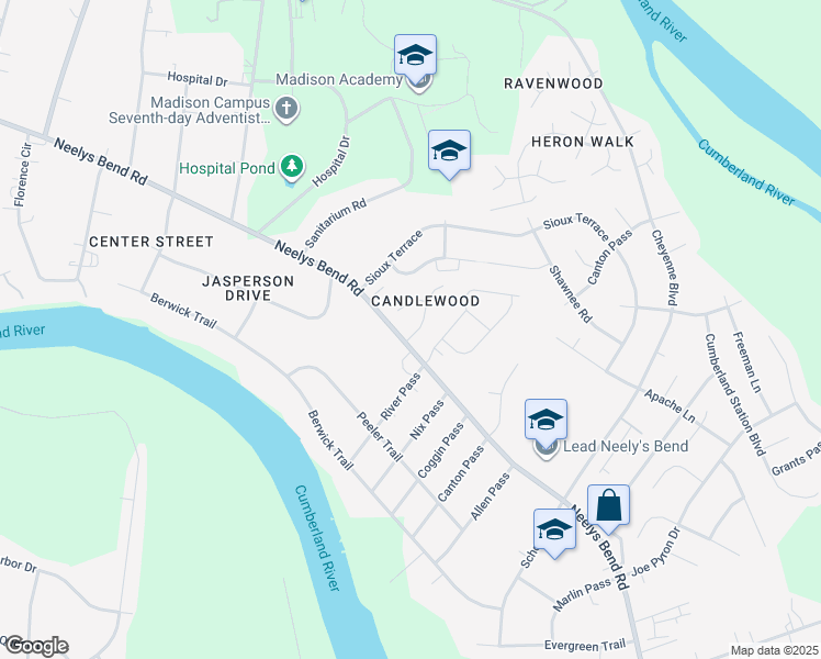 map of restaurants, bars, coffee shops, grocery stores, and more near 2009 Candlewood Drive in Nashville