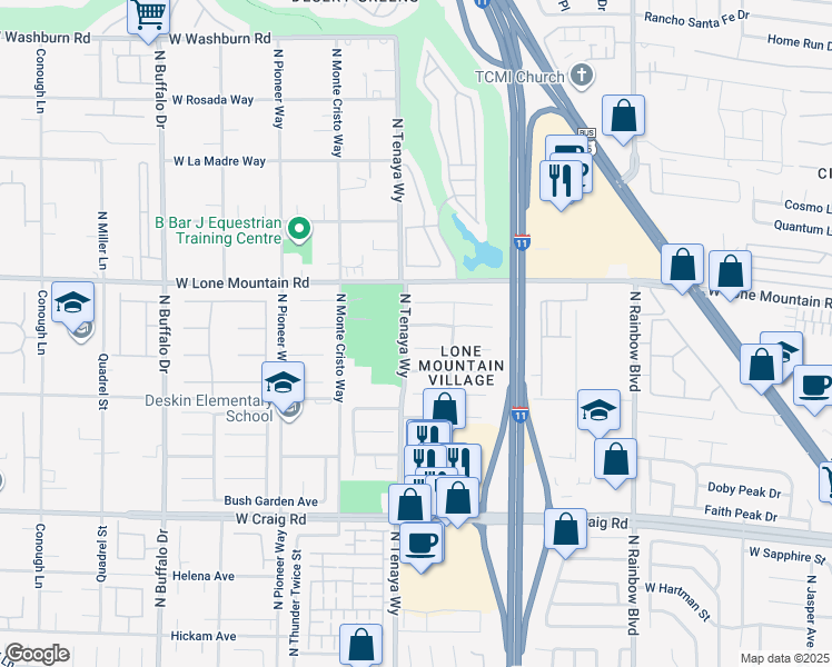 map of restaurants, bars, coffee shops, grocery stores, and more near 7137 Old Village Avenue in Las Vegas