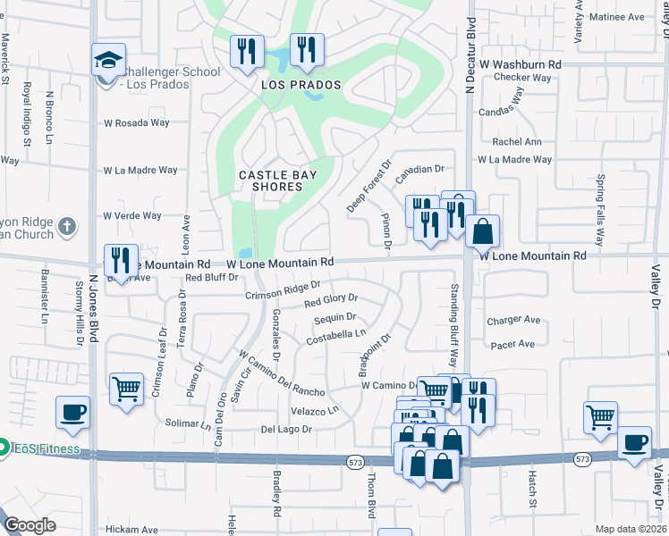 map of restaurants, bars, coffee shops, grocery stores, and more near 4704 White Dawn Street in Las Vegas
