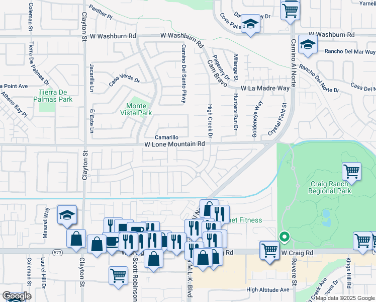 map of restaurants, bars, coffee shops, grocery stores, and more near 1514 Golden Hour Avenue in North Las Vegas