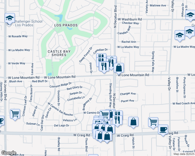 map of restaurants, bars, coffee shops, grocery stores, and more near 4712 Compass Bow Lane in Las Vegas
