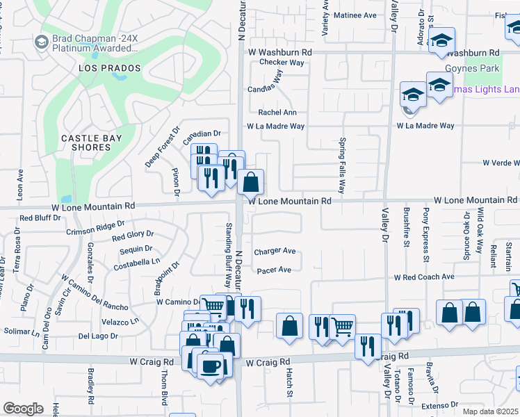 map of restaurants, bars, coffee shops, grocery stores, and more near 4702 Steeplechase Avenue in North Las Vegas