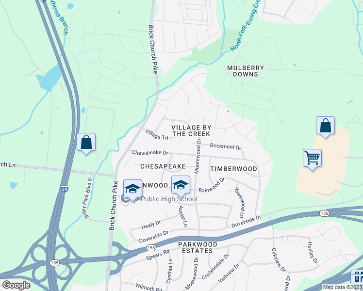 map of restaurants, bars, coffee shops, grocery stores, and more near 308 Hawk View Court in Nashville