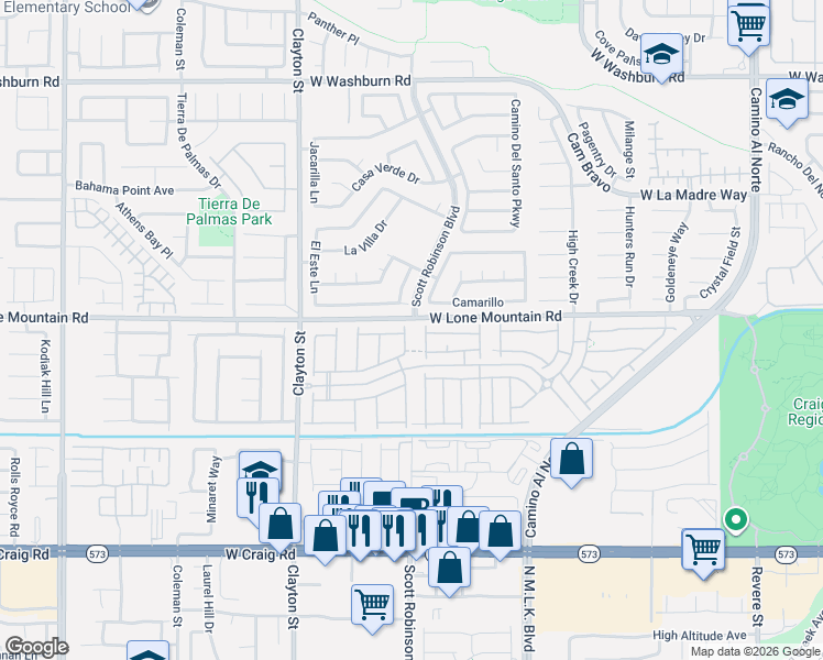 map of restaurants, bars, coffee shops, grocery stores, and more near 4728 Beautify Street in North Las Vegas