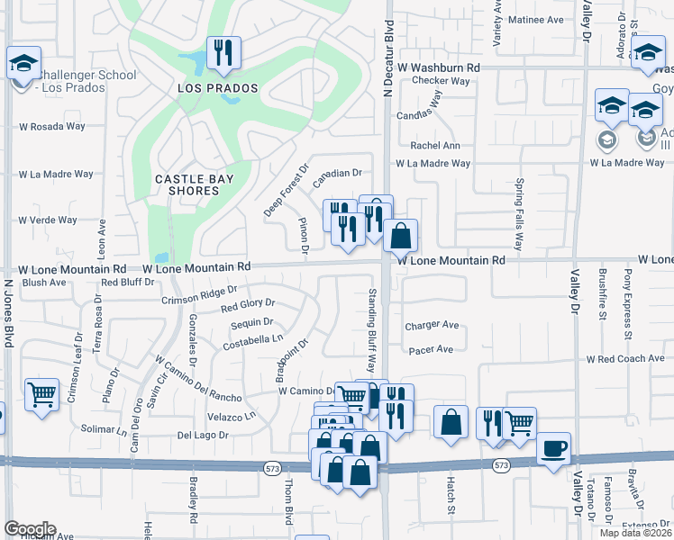 map of restaurants, bars, coffee shops, grocery stores, and more near 4712 Compass Bow Lane in Las Vegas
