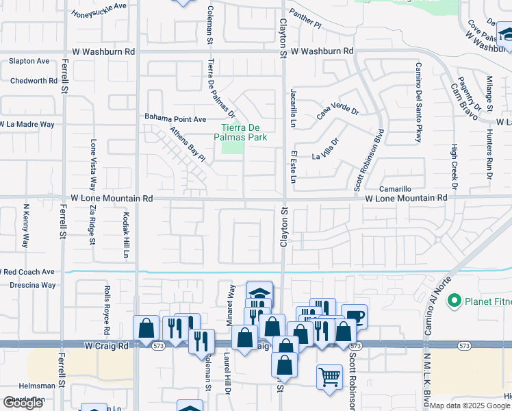 map of restaurants, bars, coffee shops, grocery stores, and more near 2124 Meadow Green Avenue in North Las Vegas