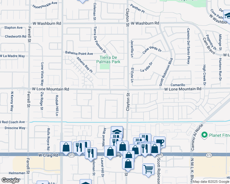 map of restaurants, bars, coffee shops, grocery stores, and more near 2124 Meadow Green Avenue in North Las Vegas