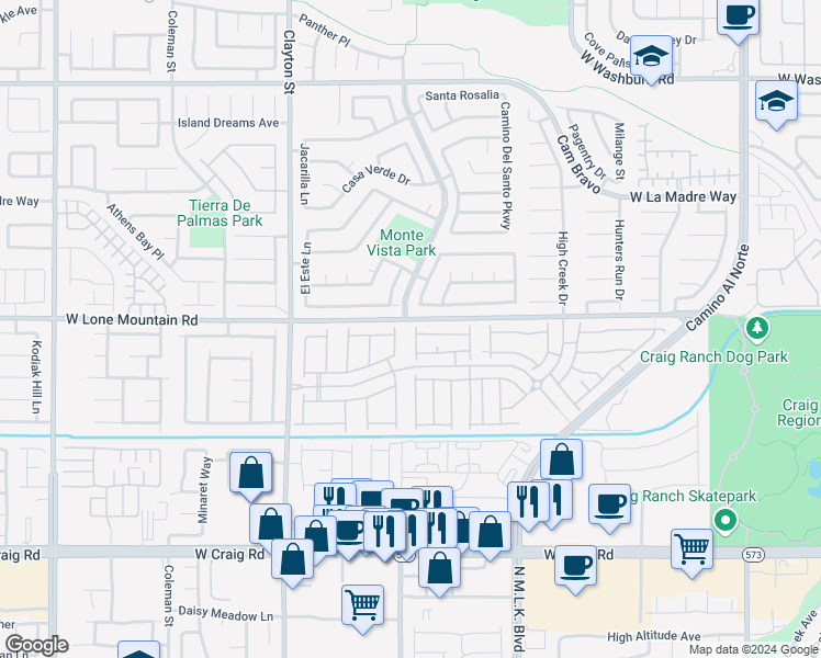 map of restaurants, bars, coffee shops, grocery stores, and more near 4738 Prizewinner Street in North Las Vegas