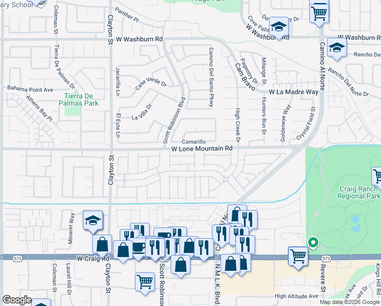 map of restaurants, bars, coffee shops, grocery stores, and more near 1641 Camarillo in North Las Vegas