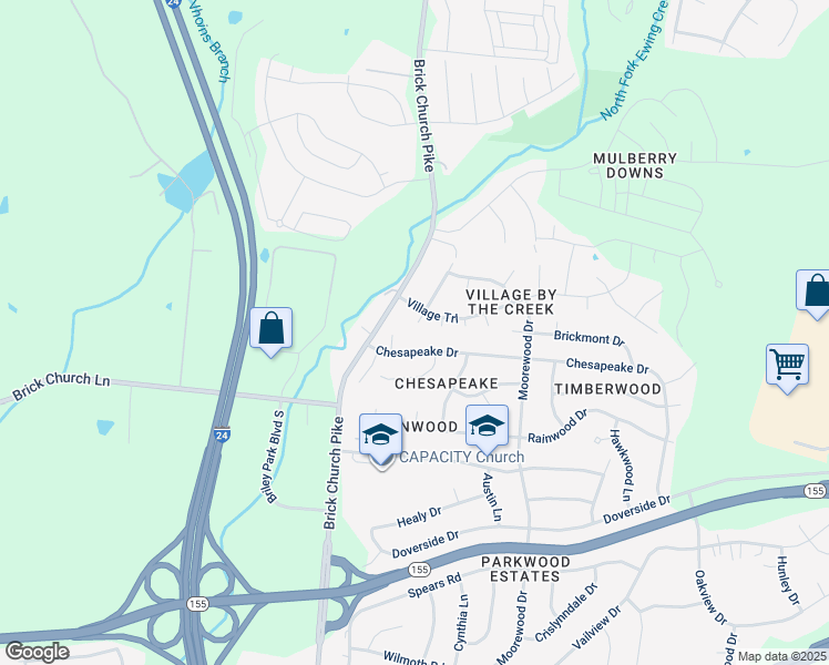 map of restaurants, bars, coffee shops, grocery stores, and more near 3513 Chesapeake Drive in Nashville