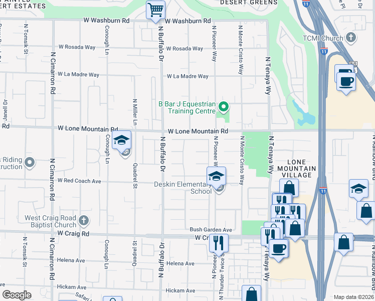 map of restaurants, bars, coffee shops, grocery stores, and more near 4676 Monument Valley Road in Las Vegas