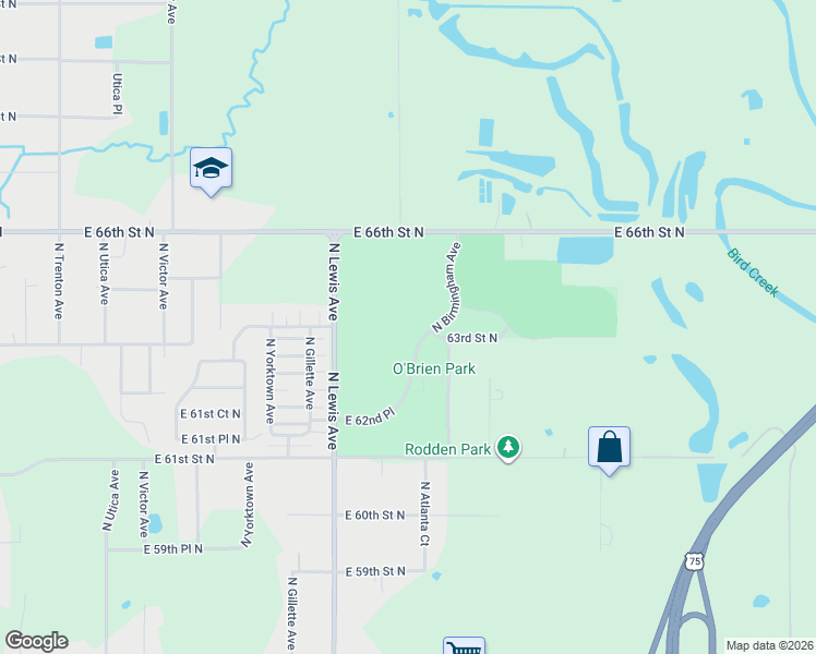 map of restaurants, bars, coffee shops, grocery stores, and more near 6149 North Lewis Avenue in Tulsa