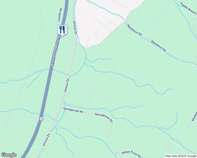 map of restaurants, bars, coffee shops, grocery stores, and more near 310 Meadowview Lane in Unicoi