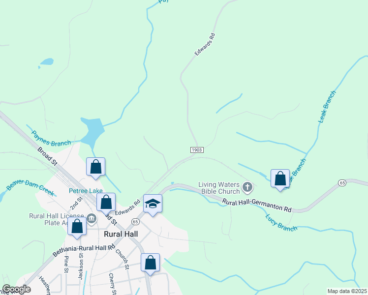 map of restaurants, bars, coffee shops, grocery stores, and more near in Rural Hall