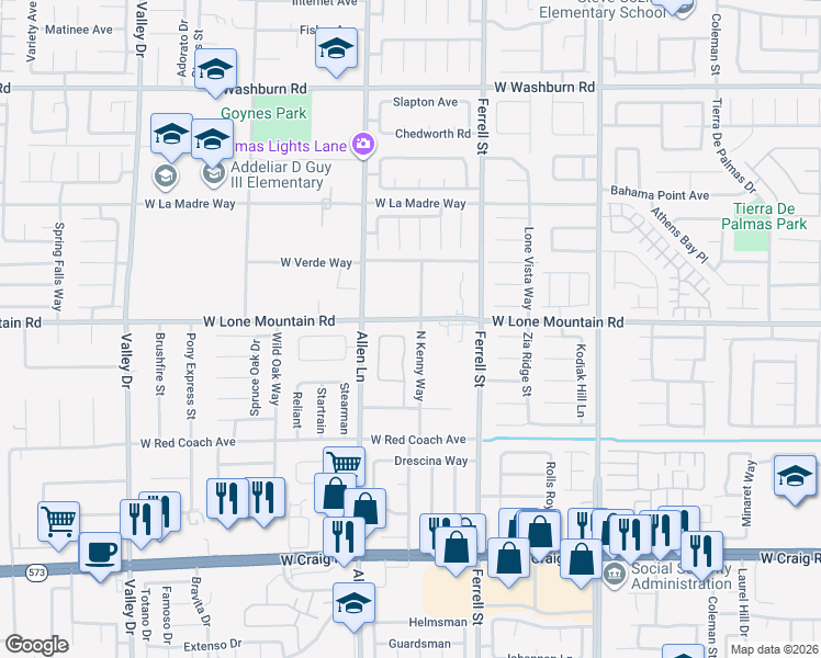 map of restaurants, bars, coffee shops, grocery stores, and more near 4717 Estate Ranch Street in North Las Vegas
