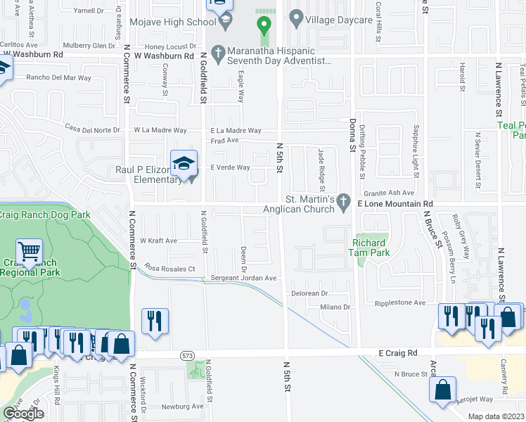 map of restaurants, bars, coffee shops, grocery stores, and more near 324 Glory Ridge Avenue in North Las Vegas