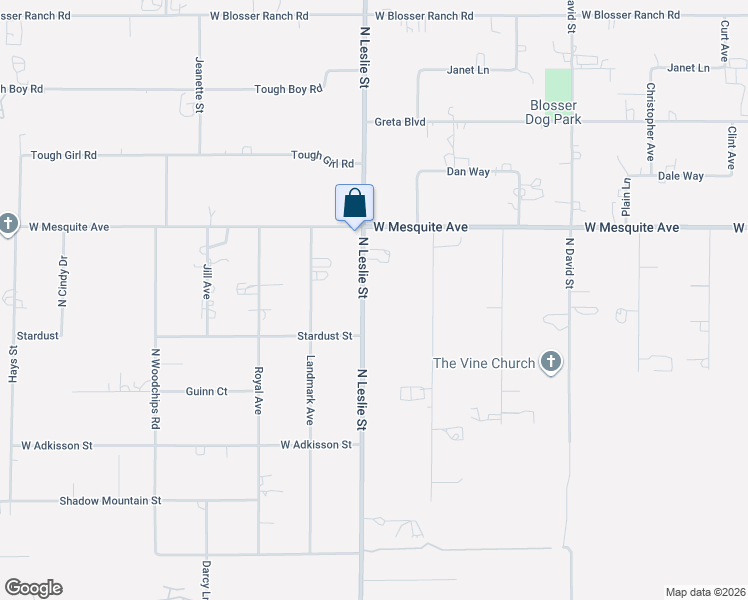 map of restaurants, bars, coffee shops, grocery stores, and more near 1861 North Leslie Street in Pahrump