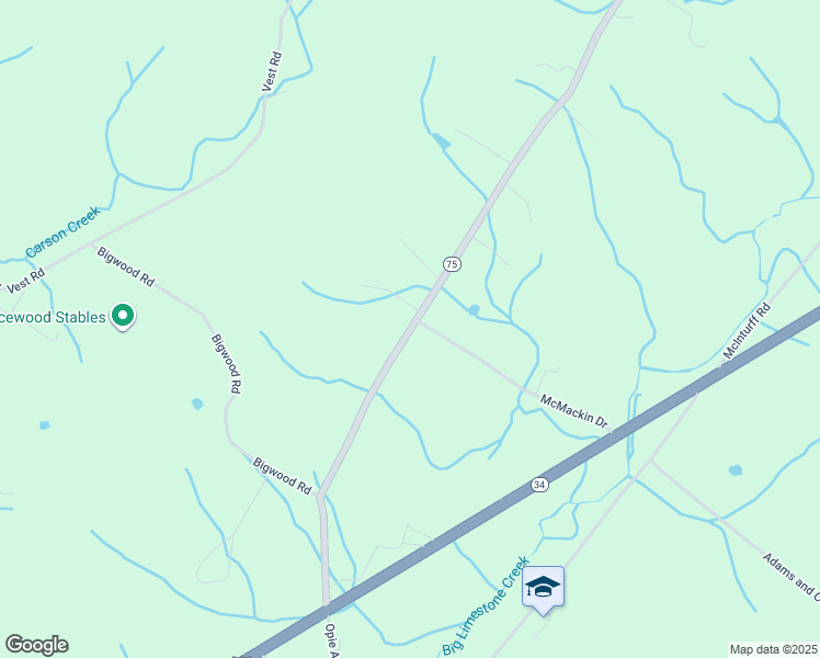 map of restaurants, bars, coffee shops, grocery stores, and more near 617 Opie Arnold Road in Limestone
