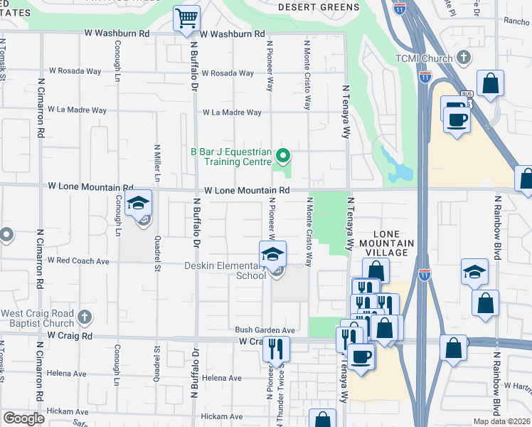 map of restaurants, bars, coffee shops, grocery stores, and more near 7320 Moonlight View Court in Las Vegas