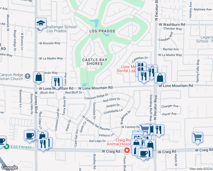 map of restaurants, bars, coffee shops, grocery stores, and more near 5213 Tamanar Drive in Las Vegas
