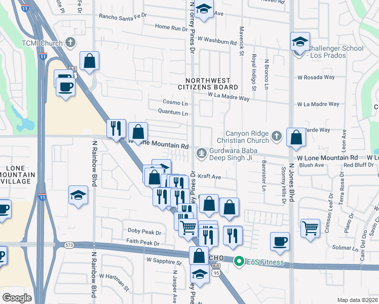 map of restaurants, bars, coffee shops, grocery stores, and more near in Las Vegas
