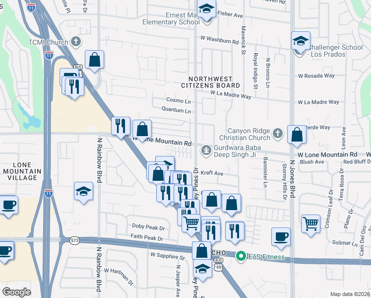 map of restaurants, bars, coffee shops, grocery stores, and more near in Las Vegas