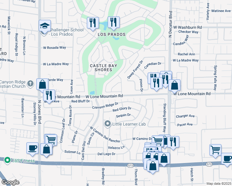 map of restaurants, bars, coffee shops, grocery stores, and more near 5213 Tamanar Drive in Las Vegas