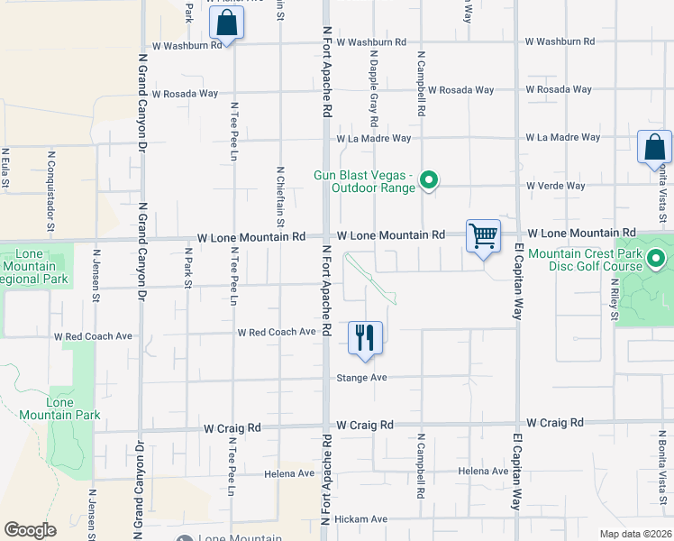 map of restaurants, bars, coffee shops, grocery stores, and more near 4727 El Presidente Drive in Las Vegas