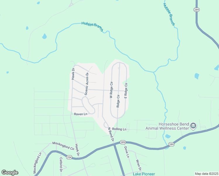 map of restaurants, bars, coffee shops, grocery stores, and more near 1307 West Ridge Circle in Horseshoe Bend