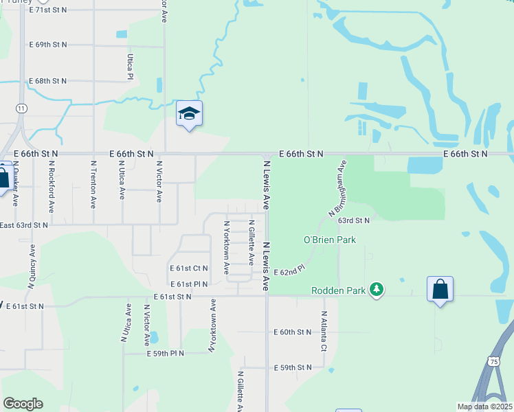 map of restaurants, bars, coffee shops, grocery stores, and more near 6230 N Gillette Ave in Tulsa