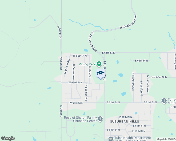 map of restaurants, bars, coffee shops, grocery stores, and more near 6365 North Boulder Avenue in Tulsa