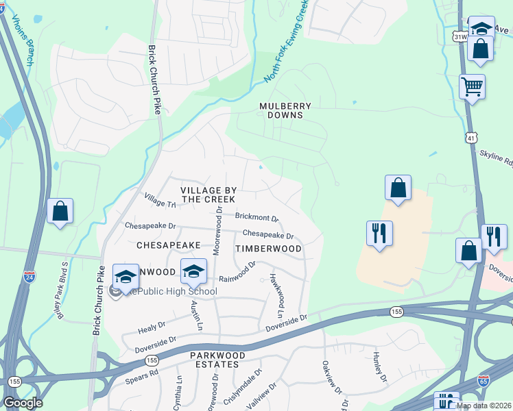 map of restaurants, bars, coffee shops, grocery stores, and more near 908 Trailwood Circle in Nashville