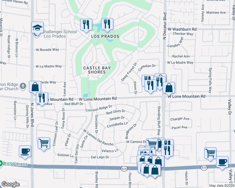 map of restaurants, bars, coffee shops, grocery stores, and more near 5160 West Lone Mountain Road in Las Vegas