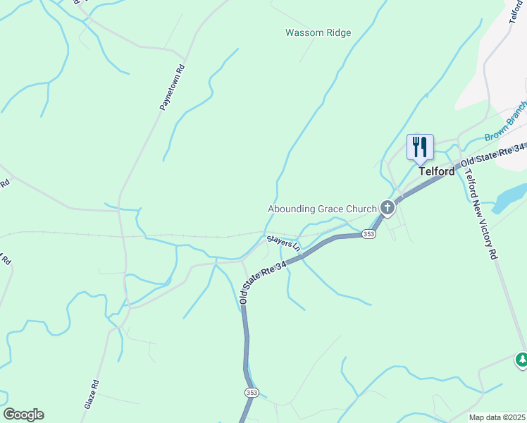 map of restaurants, bars, coffee shops, grocery stores, and more near 103 Stayers Lane in Telford