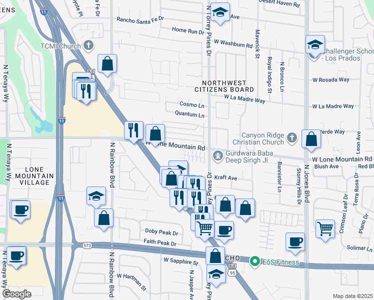 map of restaurants, bars, coffee shops, grocery stores, and more near 4797 Cannon Hill Court in Las Vegas