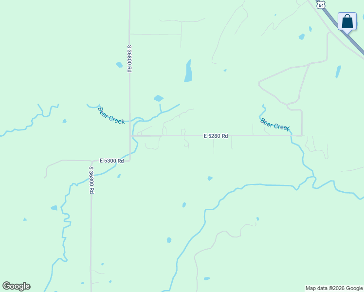 map of restaurants, bars, coffee shops, grocery stores, and more near 368248 East 5280 Road in Cleveland