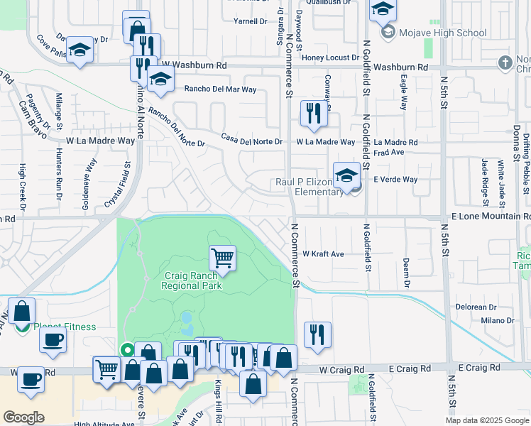 map of restaurants, bars, coffee shops, grocery stores, and more near 4822 Con Carne in North Las Vegas