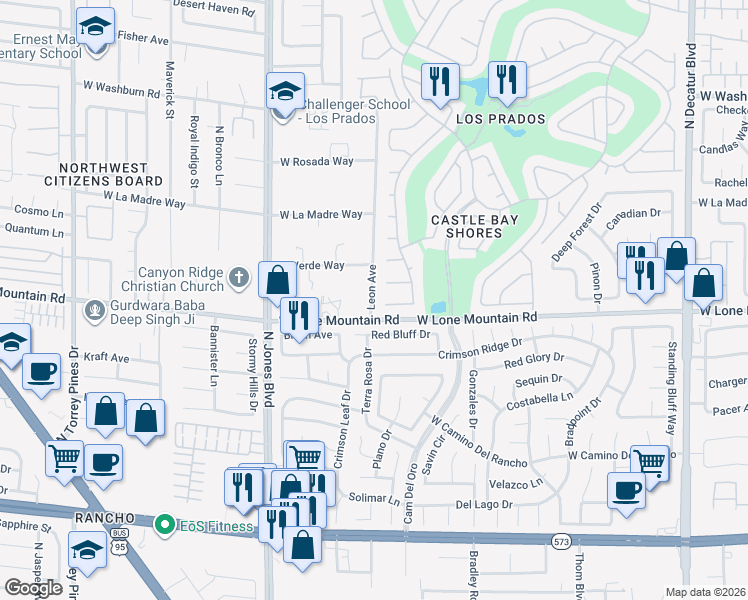 map of restaurants, bars, coffee shops, grocery stores, and more near in Las Vegas