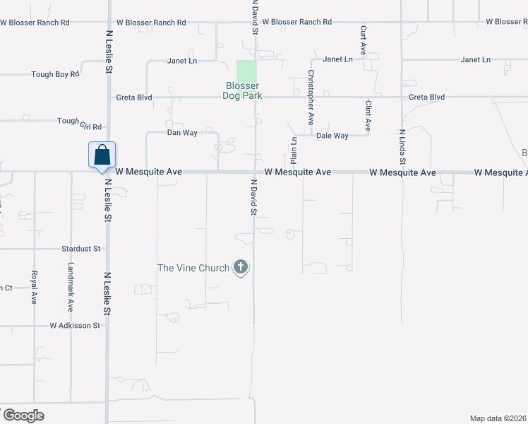 map of restaurants, bars, coffee shops, grocery stores, and more near 1901 North David Street in Pahrump
