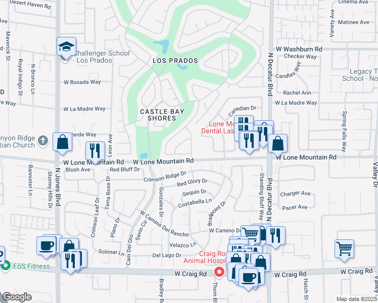 map of restaurants, bars, coffee shops, grocery stores, and more near 4813 Maryvale Drive in Las Vegas