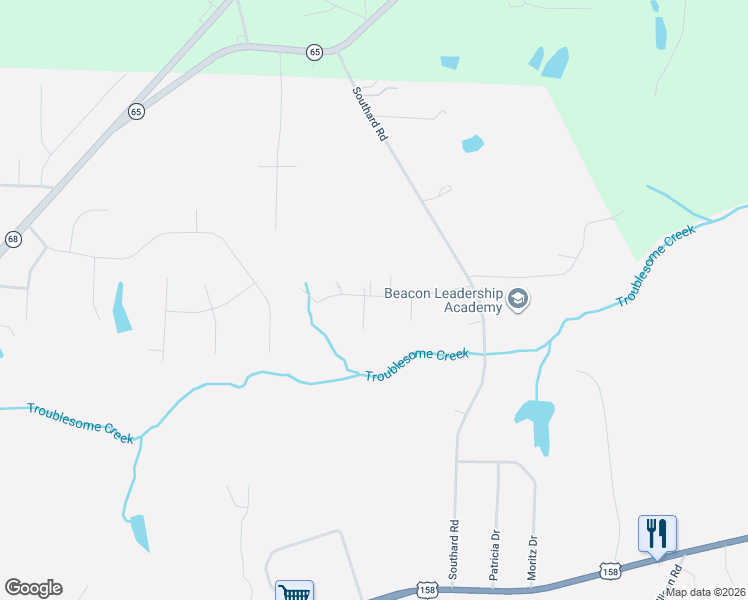 map of restaurants, bars, coffee shops, grocery stores, and more near 7702 Thomas Road in Stokesdale