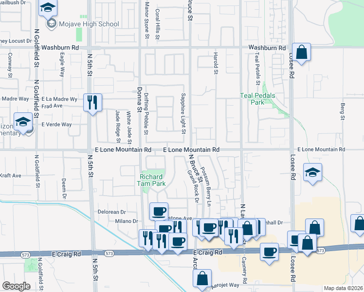map of restaurants, bars, coffee shops, grocery stores, and more near 1210 Granite Ash Avenue in North Las Vegas