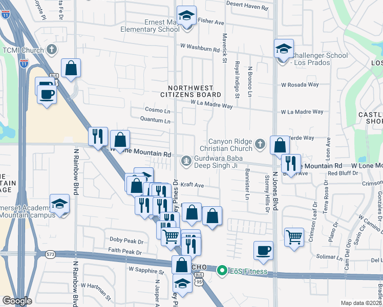 map of restaurants, bars, coffee shops, grocery stores, and more near 4801 Americanwood Street in Las Vegas