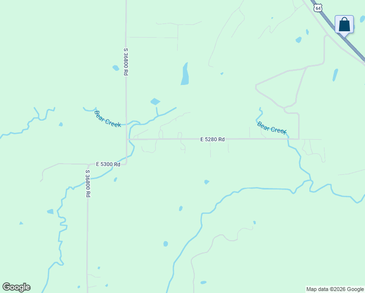 map of restaurants, bars, coffee shops, grocery stores, and more near 368248 East 5280 Road in Cleveland