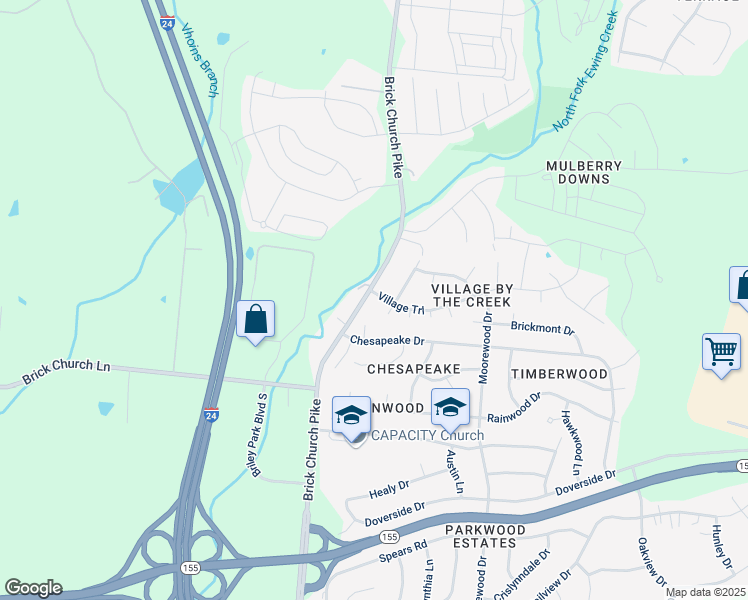 map of restaurants, bars, coffee shops, grocery stores, and more near 3443 Brick Church Pike in Nashville
