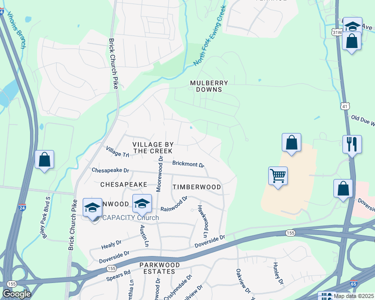 map of restaurants, bars, coffee shops, grocery stores, and more near 901 Trailwood Circle in Nashville