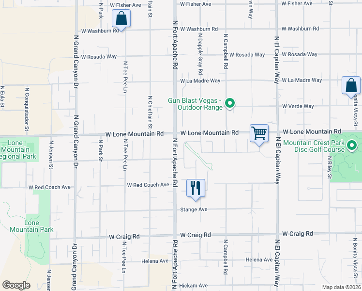 map of restaurants, bars, coffee shops, grocery stores, and more near 4759 El Presidente Drive in Las Vegas