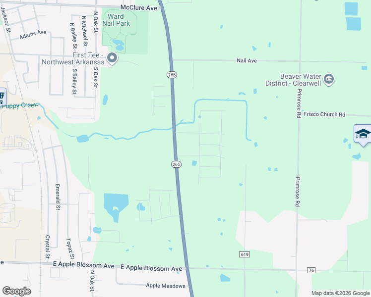 map of restaurants, bars, coffee shops, grocery stores, and more near 417 South Old Wire Road in Springdale